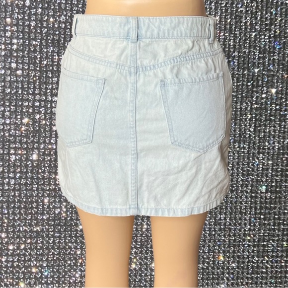 F21 skirt lace up corset denim jean light wash western boho sexy cute stampede - Picture 2 of 4